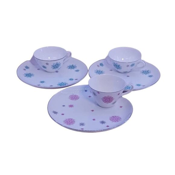 Snack Plates Shafford Japan VTG MCM Atomic Starburst Cup Snowflake Set - Picture 11 of 13